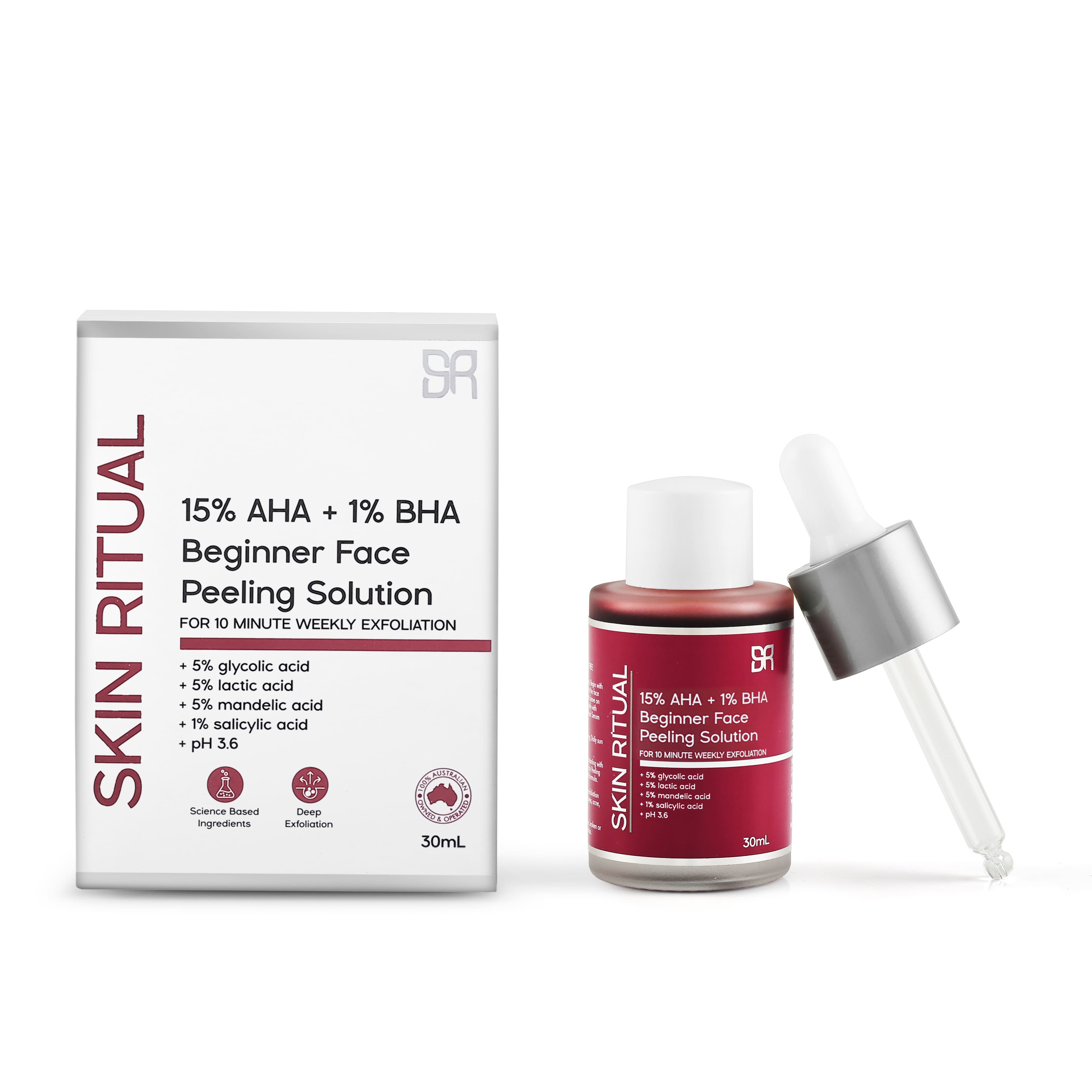 15% AHA+1% BHA Beginner Face Peeling Solution | Glow Renewing Peel | Gentle Exfoliation for Brighter, Smoother Skin