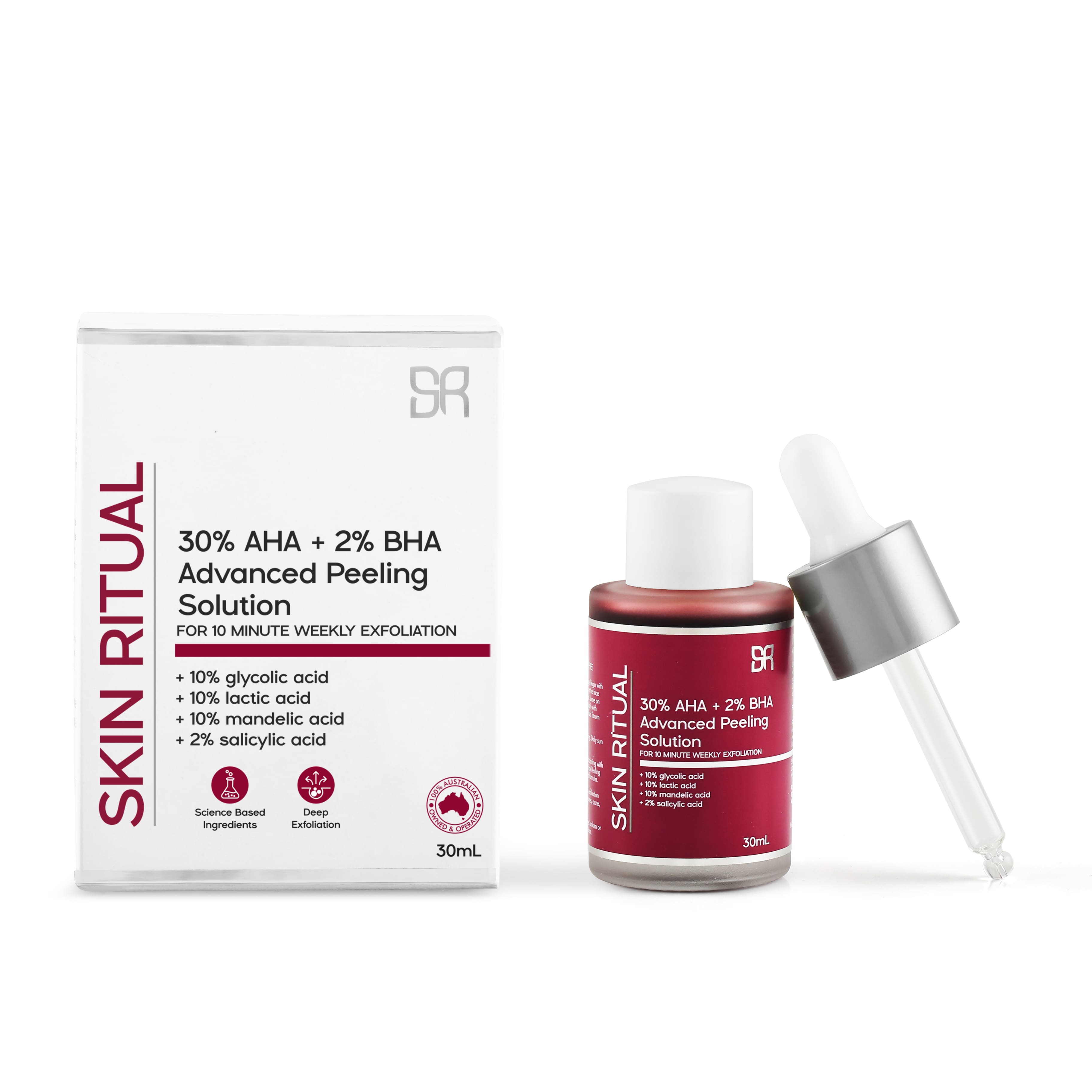30% AHA + 2% BHA Peeling Solution | Pro-Strength Resurfacing Peel | Deep Exfoliation for Radiant, Clear Skin