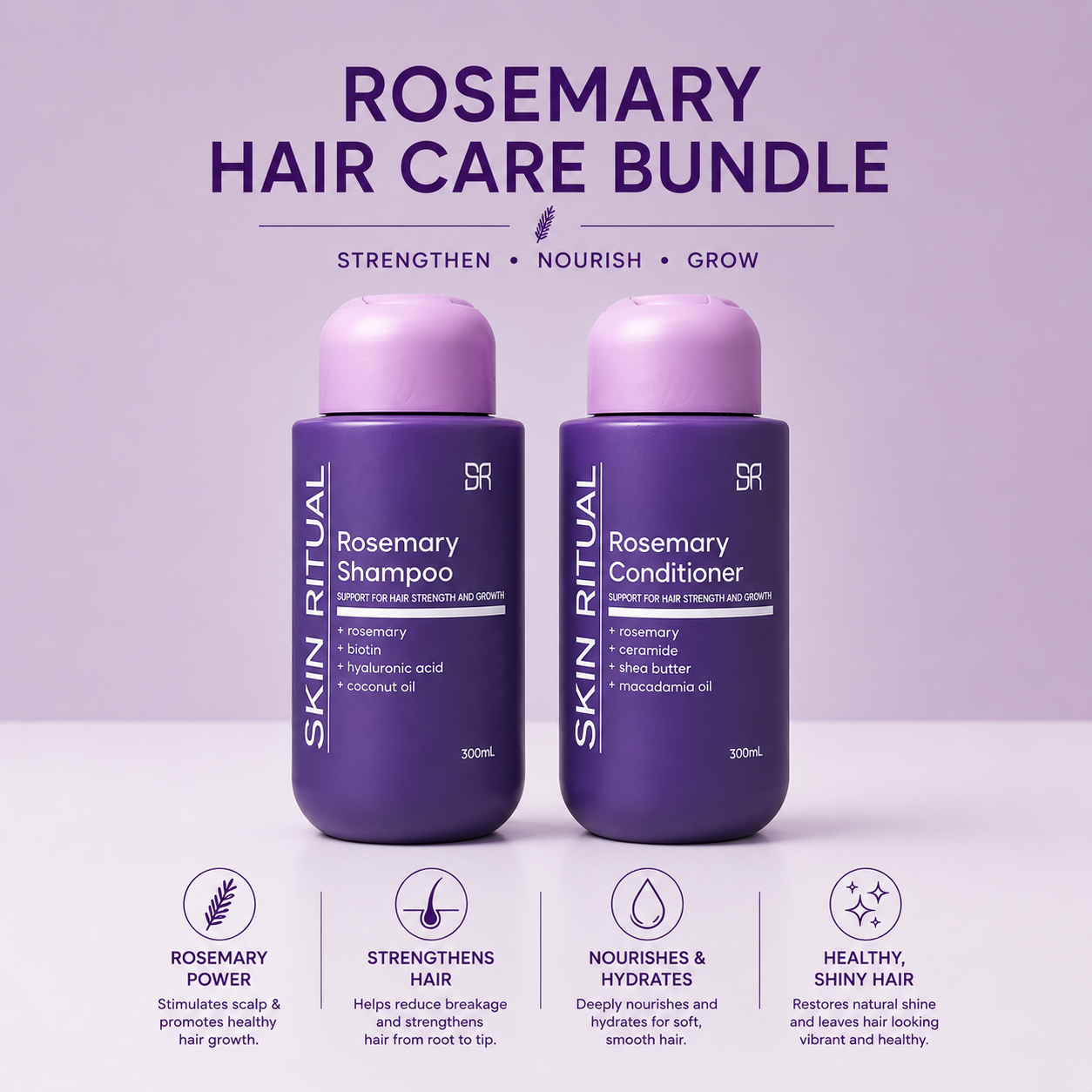 Rosemary Shampoo & Conditioner | Strengthen, Nourish, and Revitalise Hair Naturally